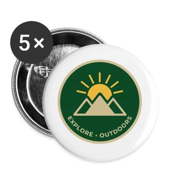 Entdecken Sie das Outdoor-Mountain Sunrise Abzeichen - Buttons groß 56 mm (5er Pack) - Weiß - Vorne