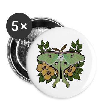 Üppiger Mondfalter zwischen gelben Blüten - Buttons groß 56 mm (5er Pack) - Weiß - Vorne