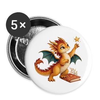 Sanfter Sternendrache - Buttons groß 56 mm (5er Pack) - Weiß - Vorne