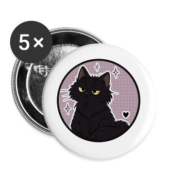 Mitternachtskatze im Sparkle Circle - Buttons groß 56 mm (5er Pack) - Weiß - Vorne