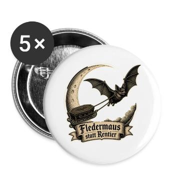 Fledermaus statt Rentier Gothic Weihnachten Shirt - Buttons groß 56 mm (5er Pack) - Weiß - Vorne
