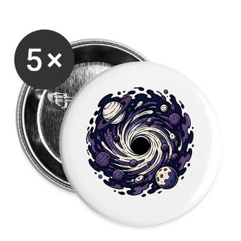 Schwarzes Loch Planet Weltraum Sci-Fi Vektor Shirt - Buttons groß 56 mm (5er Pack) - Weiß - Vorne