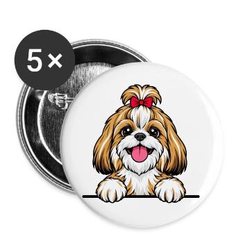 Shih Tzu - Buttons groß 56 mm (5er Pack) - Weiß - Vorne