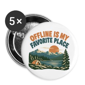 Offline Is My Favorite Place - Buttons groß 56 mm (5er Pack) - Weiß - Vorne