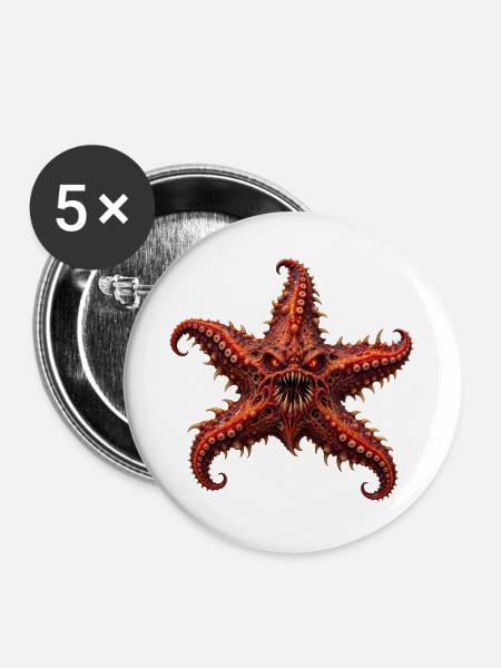 Unheimlicher Albtraum-Seestern - Buttons groß 56 mm (5er Pack) - Weiß