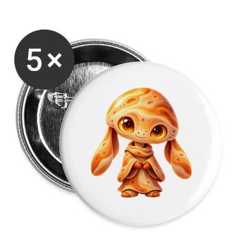 Sonnenmondchen Kosmos Kuscheltier - Buttons groß 56 mm (5er Pack) - Weiß - Vorne