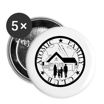 Atomic Family – Rotes Vintage-Propagandaemblem und - Buttons groß 56 mm (5er Pack) - Weiß - Vorne