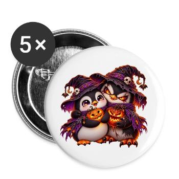 Pinguinkuschel (Yin-Yang) - Buttons groß 56 mm (5er Pack) - Weiß - Vorne