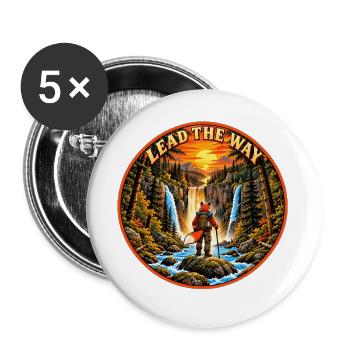 Führe den Weg – Abenteuerlustiger Fuchs im Wald - Buttons groß 56 mm (5er Pack) - Weiß - Vorne