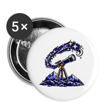 Teleskop unter einem Sternenhimmel - Buttons groß 56 mm (5er Pack) - Weiß - Vorne