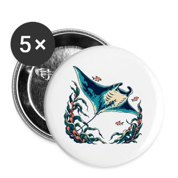 Ozeanstrahl unter Kelp - Buttons groß 56 mm (5er Pack) - Weiß - Vorne