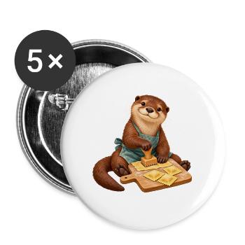 Otter formt Ravioli - Buttons groß 56 mm (5er Pack) - Weiß - Vorne
