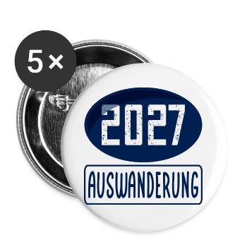 Auswanderung 2027 - Buttons groß 56 mm (5er Pack) - Weiß - Vorne