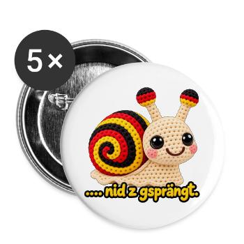 Nid z gsprängt Berner Schnecke  - Buttons groß 56 mm (5er Pack) - Weiß - Vorne