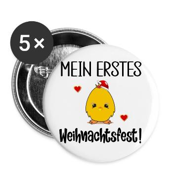 Mein erstes Weihnachtsfest Küken - Buttons groß 56 mm (5er Pack) - Weiß - Vorne