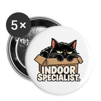 Indoor-Spezialistenkatze - Buttons groß 56 mm (5er Pack) - Weiß - Vorne