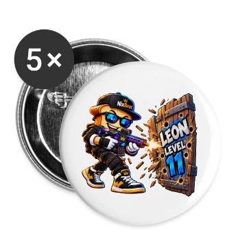 NixBrot_Leon_Level11_transparent_5000x5000-1 - Buttons groß 56 mm (5er Pack) - Weiß - Vorne