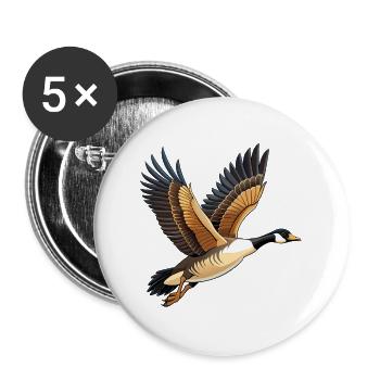 Fliegende Kanadische Gans - Buttons groß 56 mm (5er Pack) - Weiß - Vorne