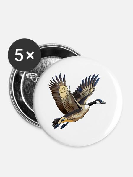 Fliegende Kanadische Gans - Buttons groß 56 mm (5er Pack) - Weiß