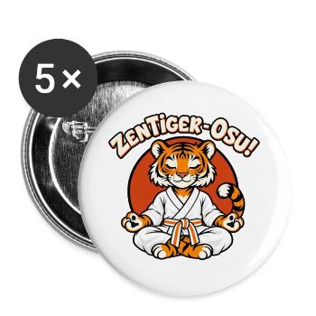 ZenTiger-Osu Taijutsu Cartoon - Buttons groß 56 mm (5er Pack) - Weiß - Vorne
