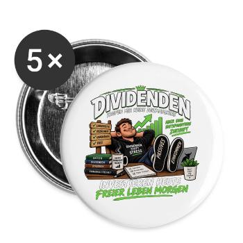 Dividenden kaufen mir keine Zeitmaschine - Buttons groß 56 mm (5er Pack) - Weiß - Vorne