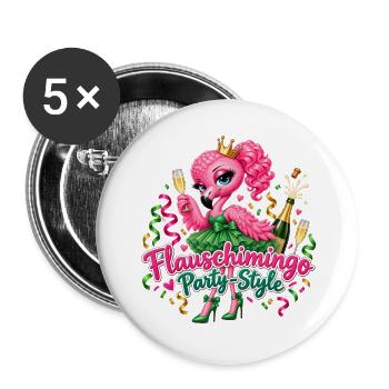 Flauschimingo Party Style - Buttons groß 56 mm (5er Pack) - Weiß - Vorne
