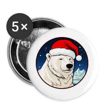 Eisbären Weihnachten - Buttons groß 56 mm (5er Pack) - Weiß - Vorne