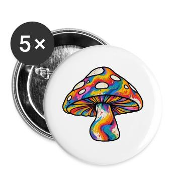 Psychedelischer Regenbogenpilz - Buttons groß 56 mm (5er Pack) - Weiß - Vorne