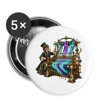 Aurora-Steampunk Webstuhl - Buttons groß 56 mm (5er Pack) - Weiß - Vorne