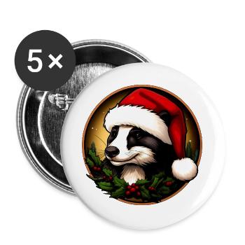 Dachse Weihnachten / Weihnachtsmann Marder - Buttons groß 56 mm (5er Pack) - Weiß - Vorne