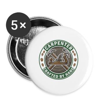 Von Hand gefertigtes Holzbearbeitungsabzeichen Geschenk - Buttons groß 56 mm (5er Pack) - Weiß - Vorne