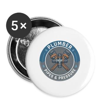 Klempnerrohre und Druckschlüssel Abzeichengeschenk - Buttons groß 56 mm (5er Pack) - Weiß - Vorne