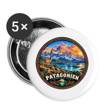 Chilenische Patagonien Landschaft Natur Wandern - Buttons groß 56 mm (5er Pack) - Weiß - Vorne