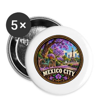 Lila Blumen Dschungel Urlaub Mexiko Stadt - Buttons groß 56 mm (5er Pack) - Weiß - Vorne
