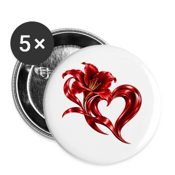 NEU – Alles, was wir brauchen, ist Liebe! - Buttons groß 56 mm (5er Pack) - Weiß - Vorne