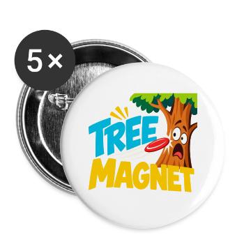 Baum Magnet Cartoon Abenteuer - Buttons groß 56 mm (5er Pack) - Weiß - Vorne