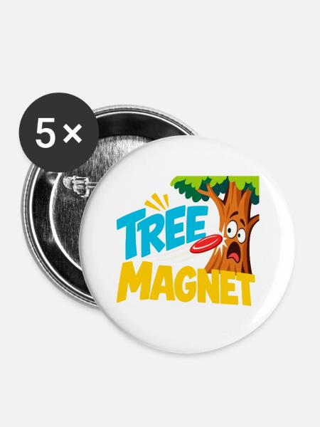 Baum Magnet Cartoon Abenteuer - Buttons groß 56 mm (5er Pack) - Weiß