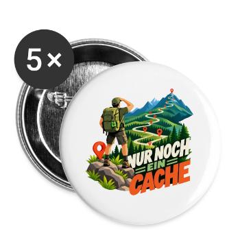 Geocaching Abenteuerpfad - Buttons groß 56 mm (5er Pack) - Weiß - Vorne