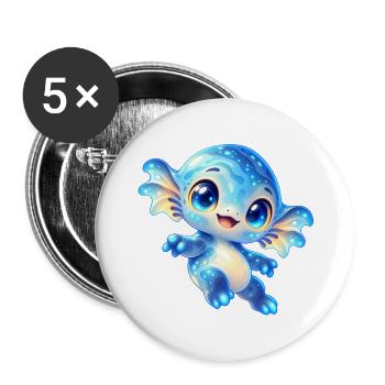 Niedlicher blauer Weltraumfreund - Buttons groß 56 mm (5er Pack) - Weiß - Vorne