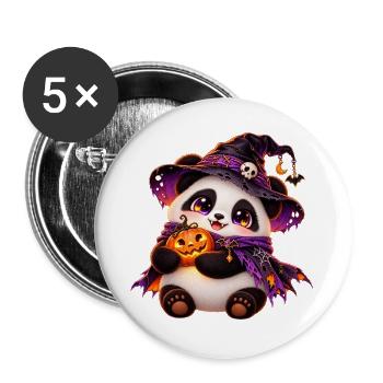 Pand'halloween süßer Panda - Buttons groß 56 mm (5er Pack) - Weiß - Vorne