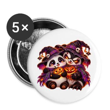 Pand'Halloween Panda-Kuschung (Yin-Yang) - Buttons groß 56 mm (5er Pack) - Weiß - Vorne