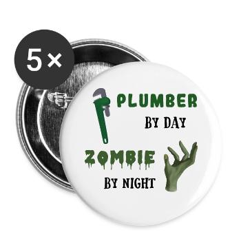 Plumber by day Zombie by night - Rohrzange - Buttons groß 56 mm (5er Pack) - Weiß - Vorne