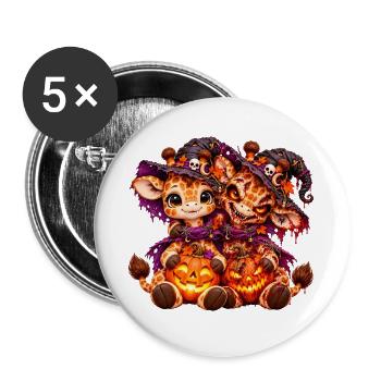 Giraffe Gir'Halloween-Kuschel (Yin-Yang) - Buttons groß 56 mm (5er Pack) - Weiß - Vorne