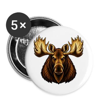 Der Elchbulle - Buttons groß 56 mm (5er Pack) - Weiß - Vorne