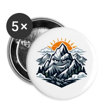 Lachender Berggipfel im Sonnenaufgang - Buttons groß 56 mm (5er Pack) - Weiß - Vorne