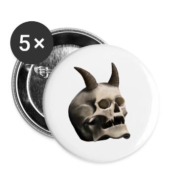Totenkopf mit Hörnern - Teufelsschädel - Buttons groß 56 mm (5er Pack) - Weiß - Vorne