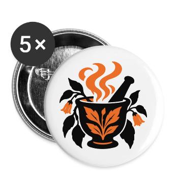 Moerser Kraeuter Hexen Logo - Buttons groß 56 mm (5er Pack) - Weiß - Vorne