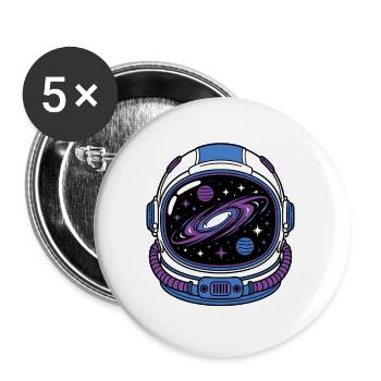 Astronaut Helm Galaxie Visier Weltraum Vektor Shir - Buttons groß 56 mm (5er Pack) - Weiß - Vorne