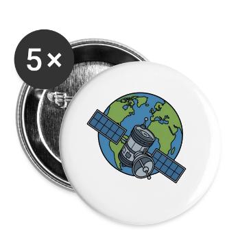 Satellit Orbit Erde Weltraum Sci-Fi Vektor Shirt - Buttons groß 56 mm (5er Pack) - Weiß - Vorne