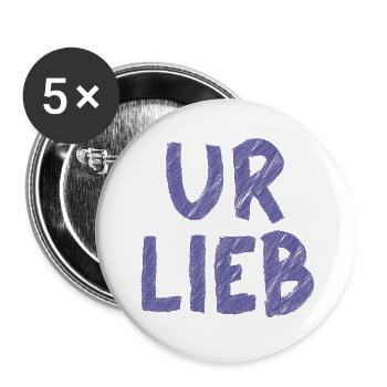 UR LIEB – Süßer Spruch mit österreichischem Charme - Buttons groß 56 mm (5er Pack) - Weiß - Vorne